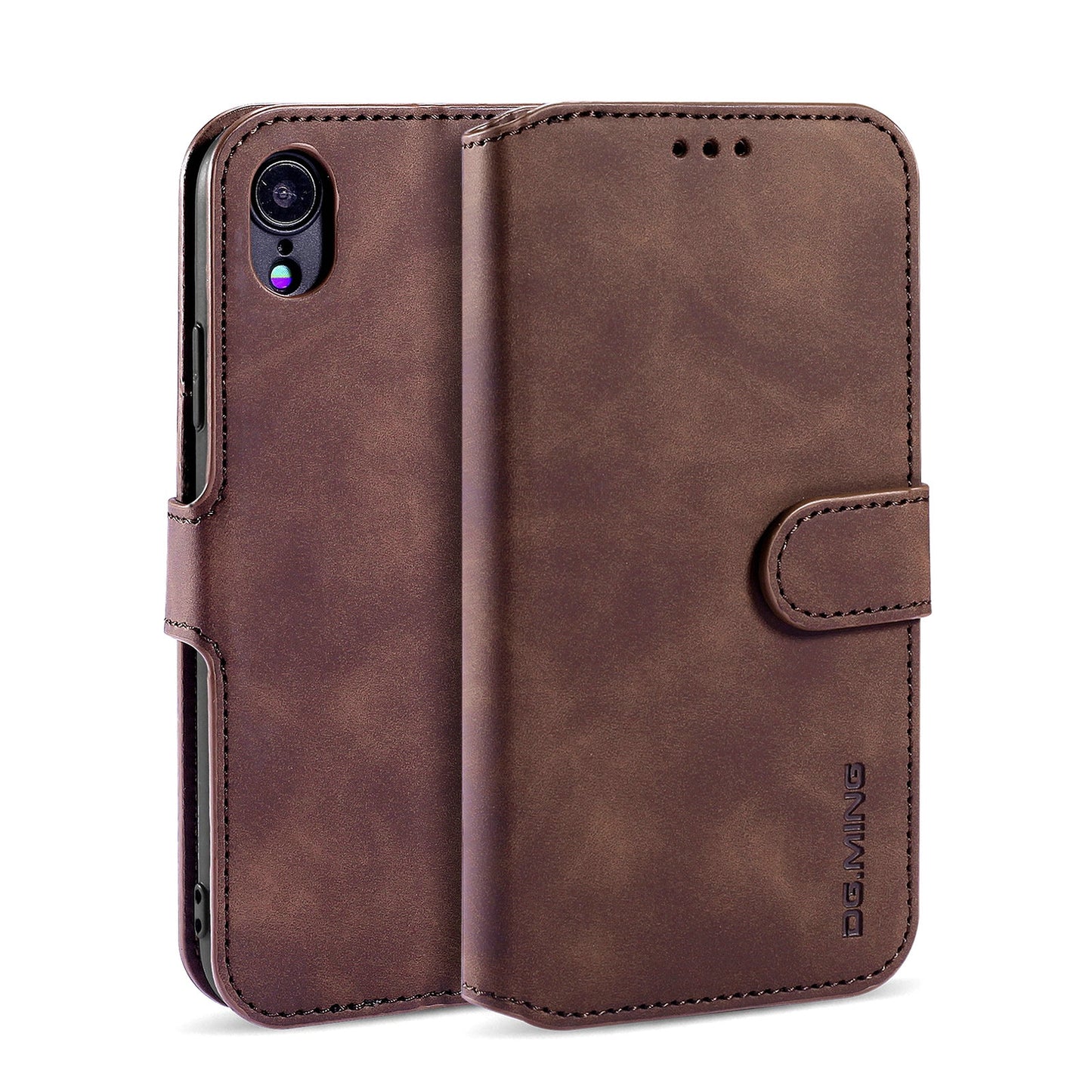 Retro Leather Edge iPhone XR Case with Hand Strap