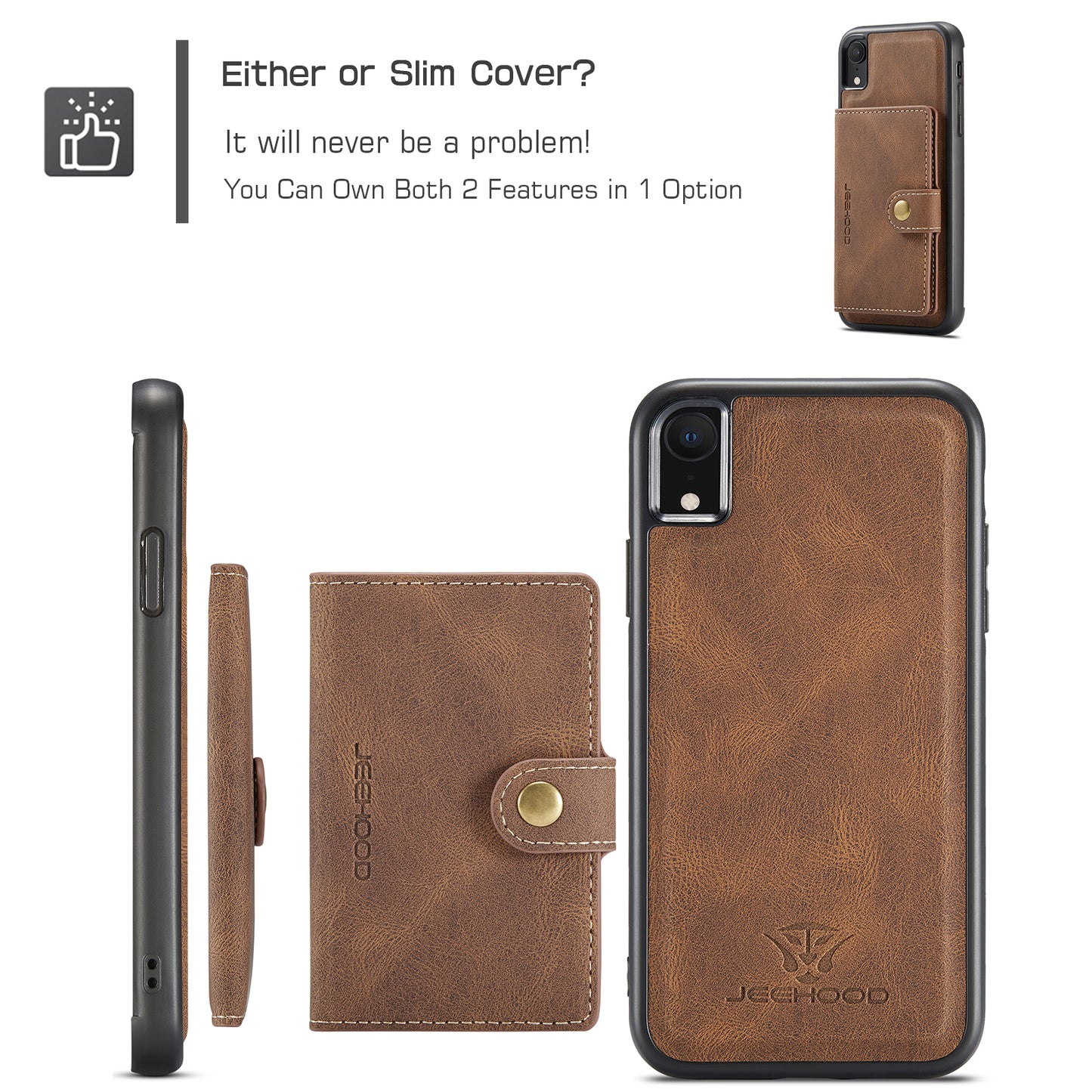 Magnetic Detachable Card Holder iPhone XR Case Leather Flip