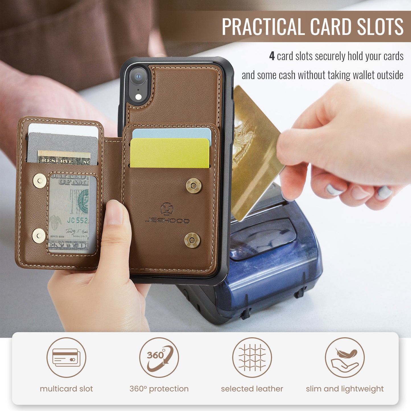 Magnetic Card Holder iPhone XR Case Detachable RFID Blocking