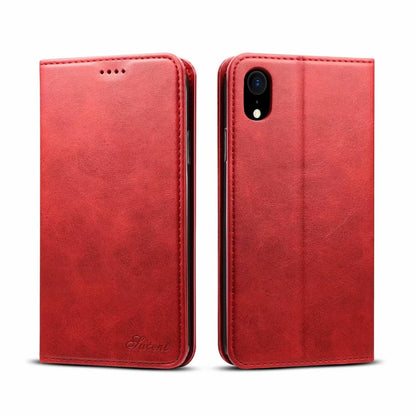 Calfskin Simple Wallet iPhone XR Case RFID Magnetic