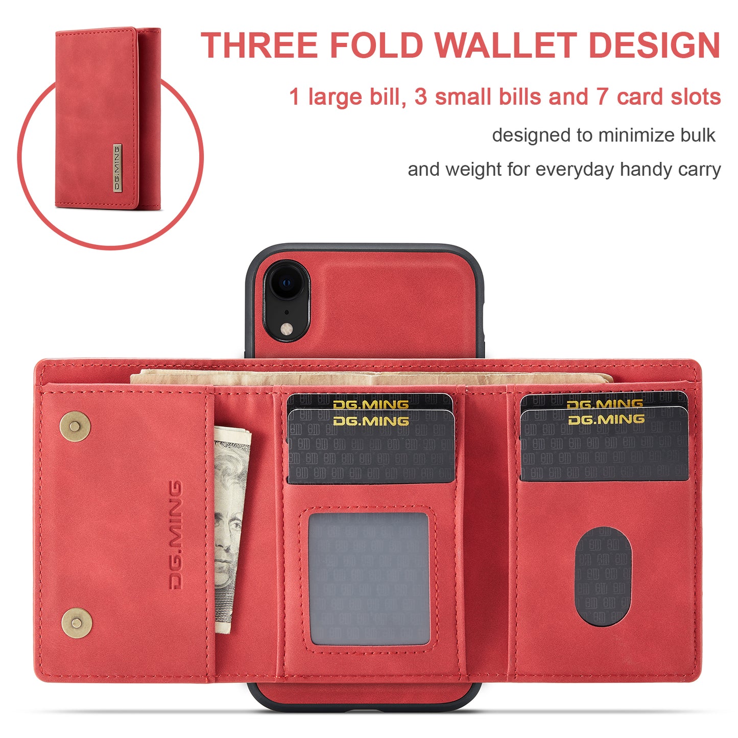 Retro Detachable Fold Wallet iPhone XR Case Magnetic Clip