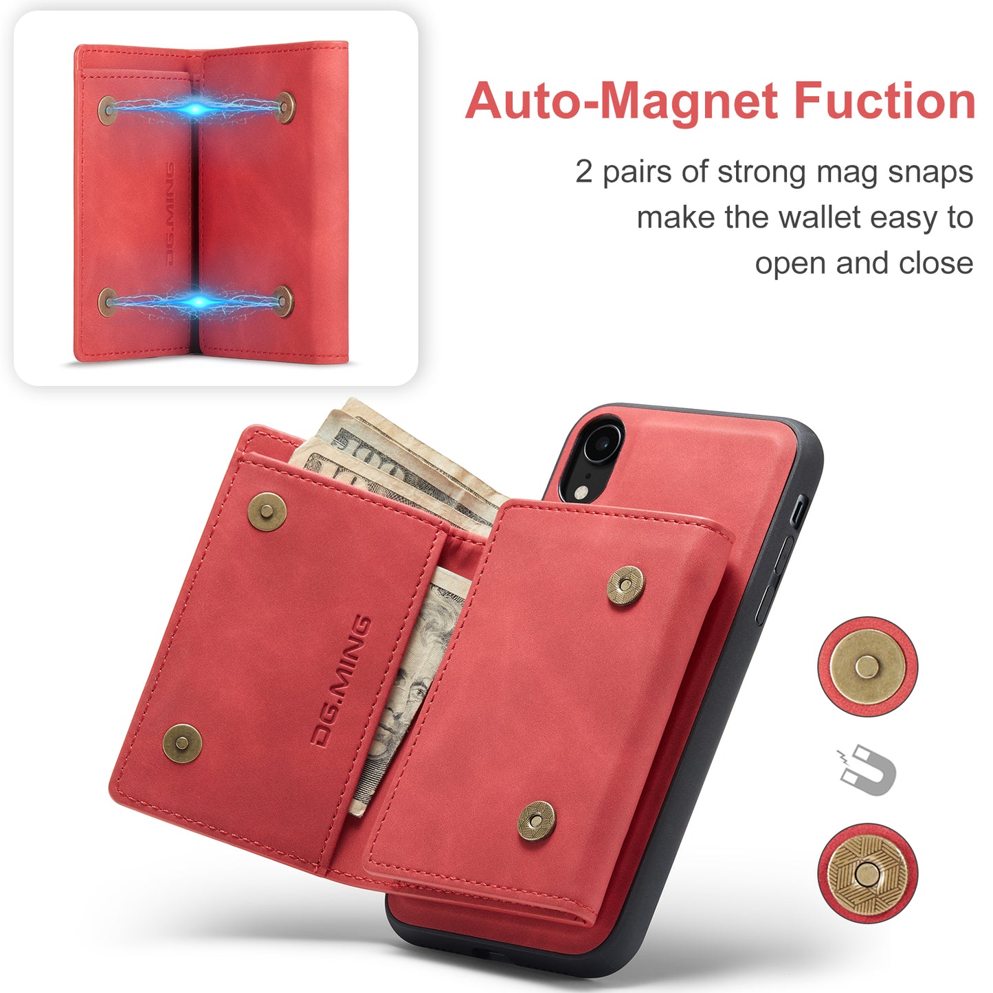 Retro Detachable Fold Wallet iPhone XR Case Magnetic Clip