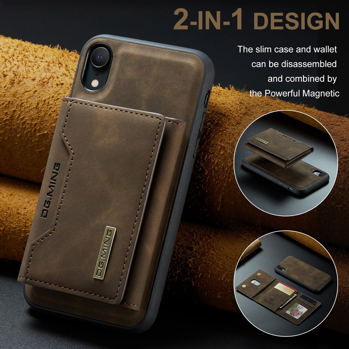 Retro Detachable Fold Card Holder iPhone XR Case Magnetic Clip