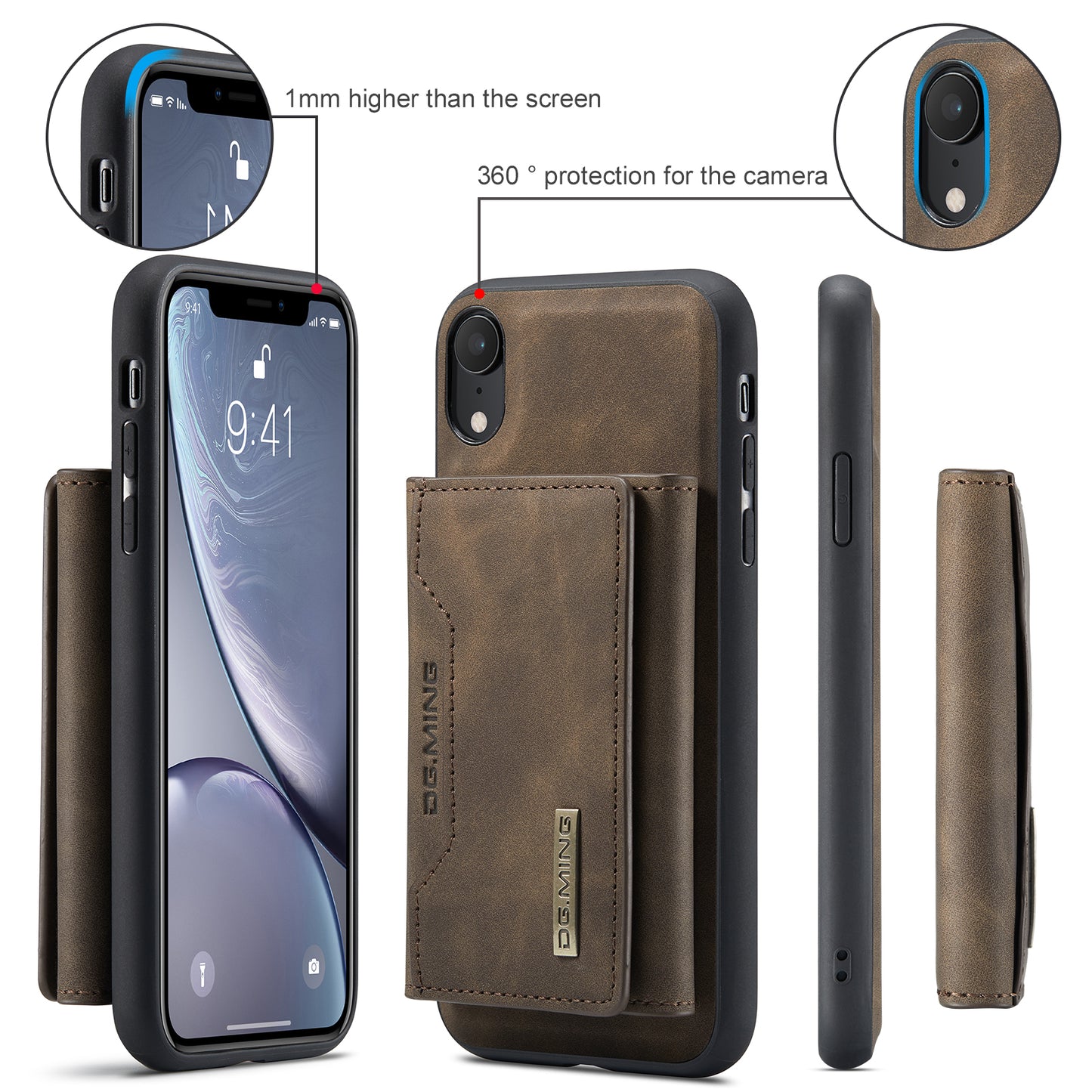 Retro Detachable Fold Card Holder iPhone XR Case Magnetic Clip