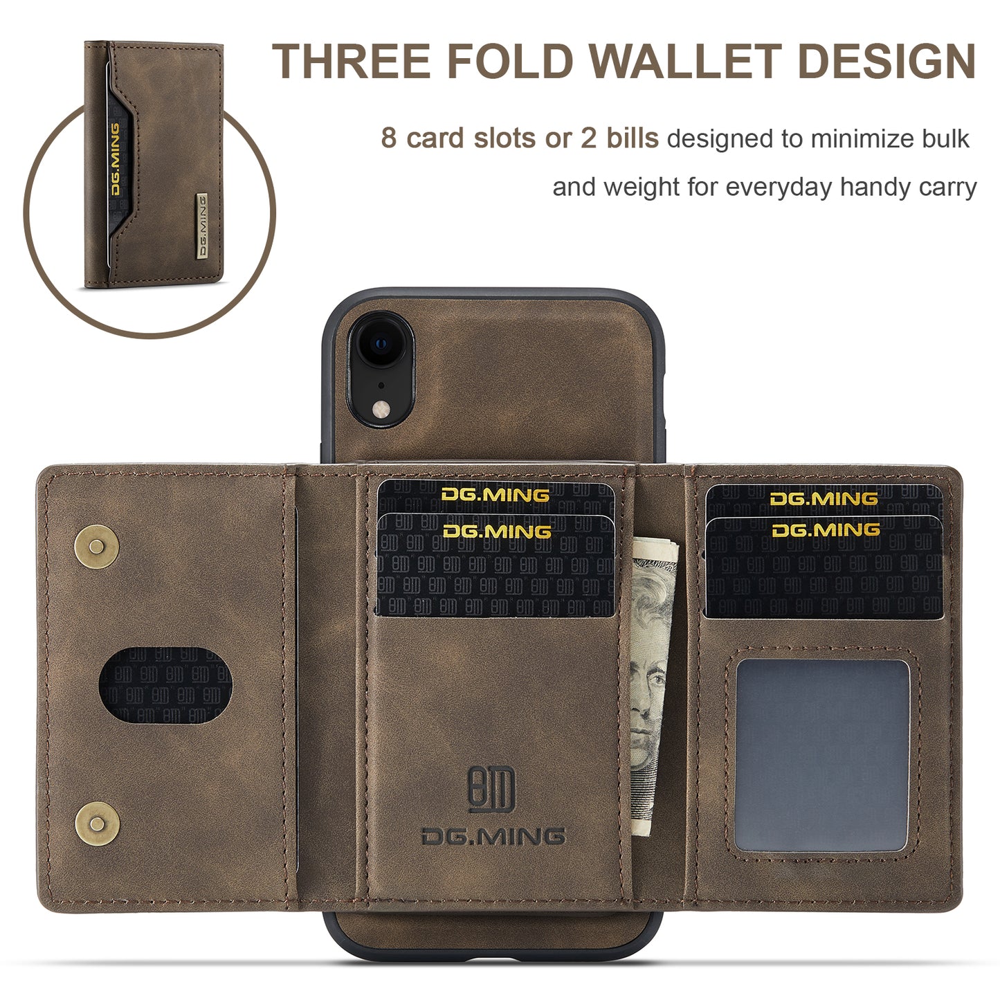 Retro Detachable Fold Card Holder iPhone XR Case Magnetic Clip