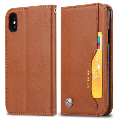 Classical Knead Leather iPhone Xs Case with Notes Pocket