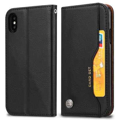 Classical Knead Leather iPhone Xs Case with Notes Pocket