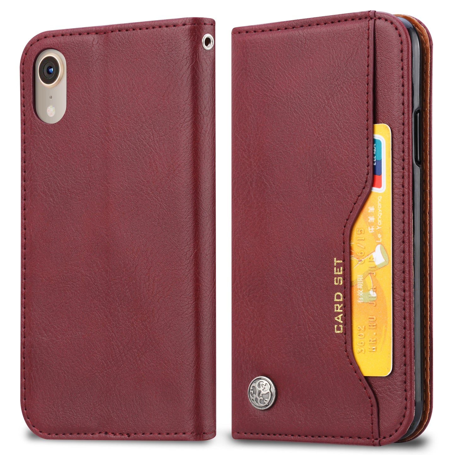 Classical Knead Leather iPhone XR Case with Notes Pocket