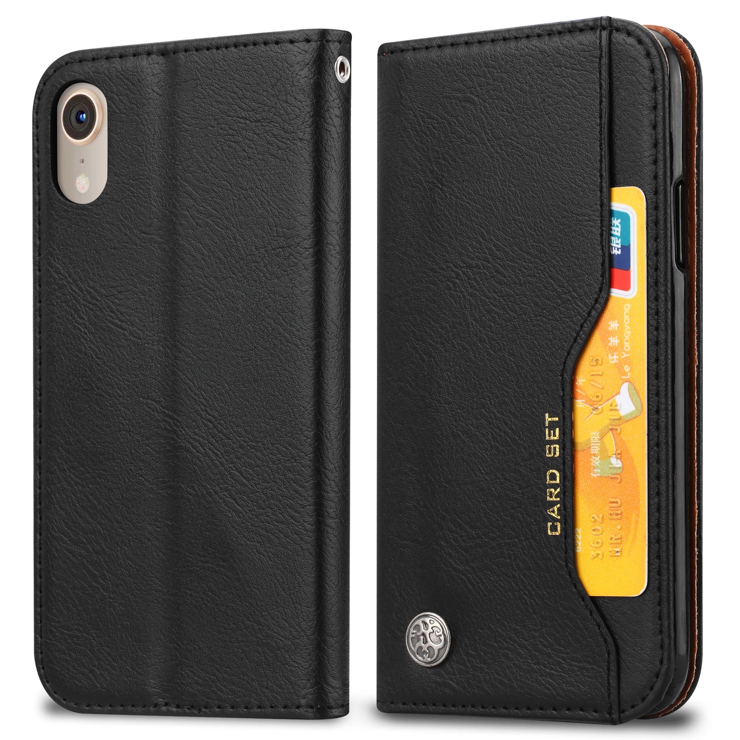 Classical Knead Leather iPhone XR Case with Notes Pocket