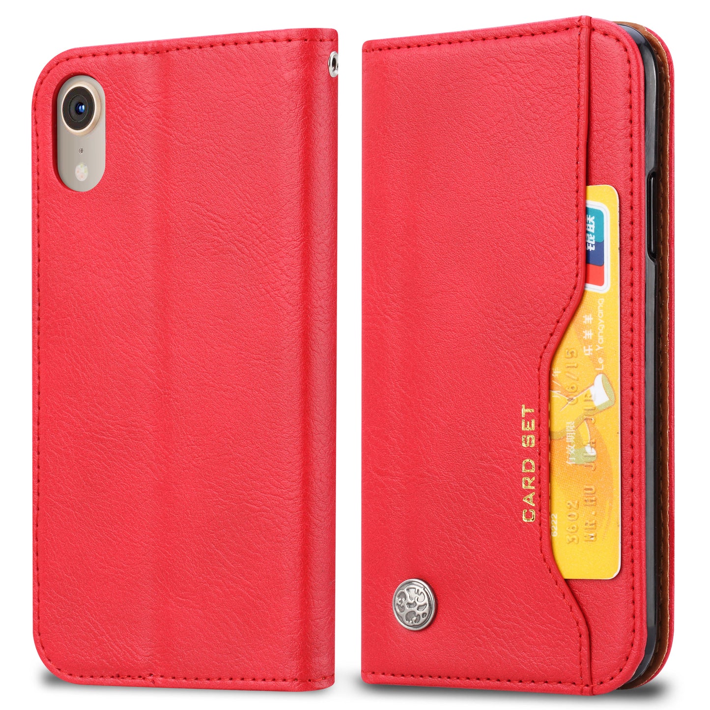 Classical Knead Leather iPhone XR Case with Notes Pocket