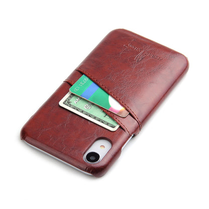 Oil Waxed Leather Card Holder iPhone XR Case Back