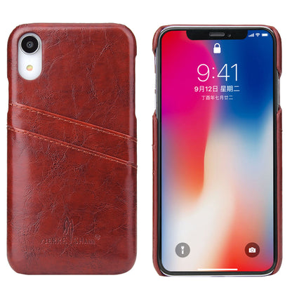 Oil Waxed Leather Card Holder iPhone XR Case Back