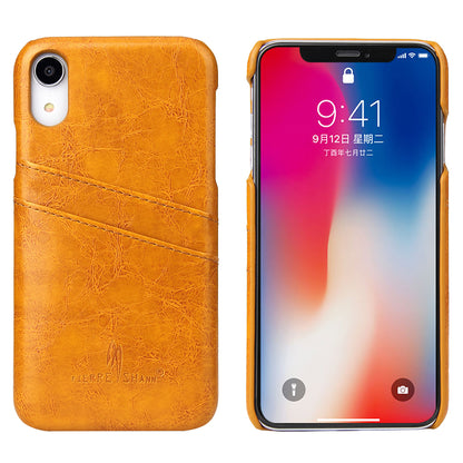 Oil Waxed Leather Card Holder iPhone XR Case Back