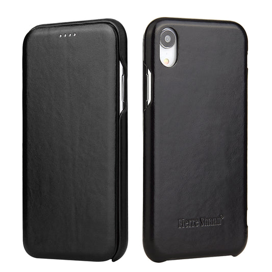 Fixate Real Crow Leather iPhone XR Case Flip