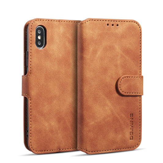 Retro Leather Edge iPhone X Case with Hand Strap