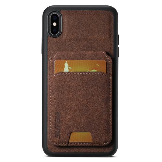 Litchi Leather Card Bag iPhone XR Case Magnetic