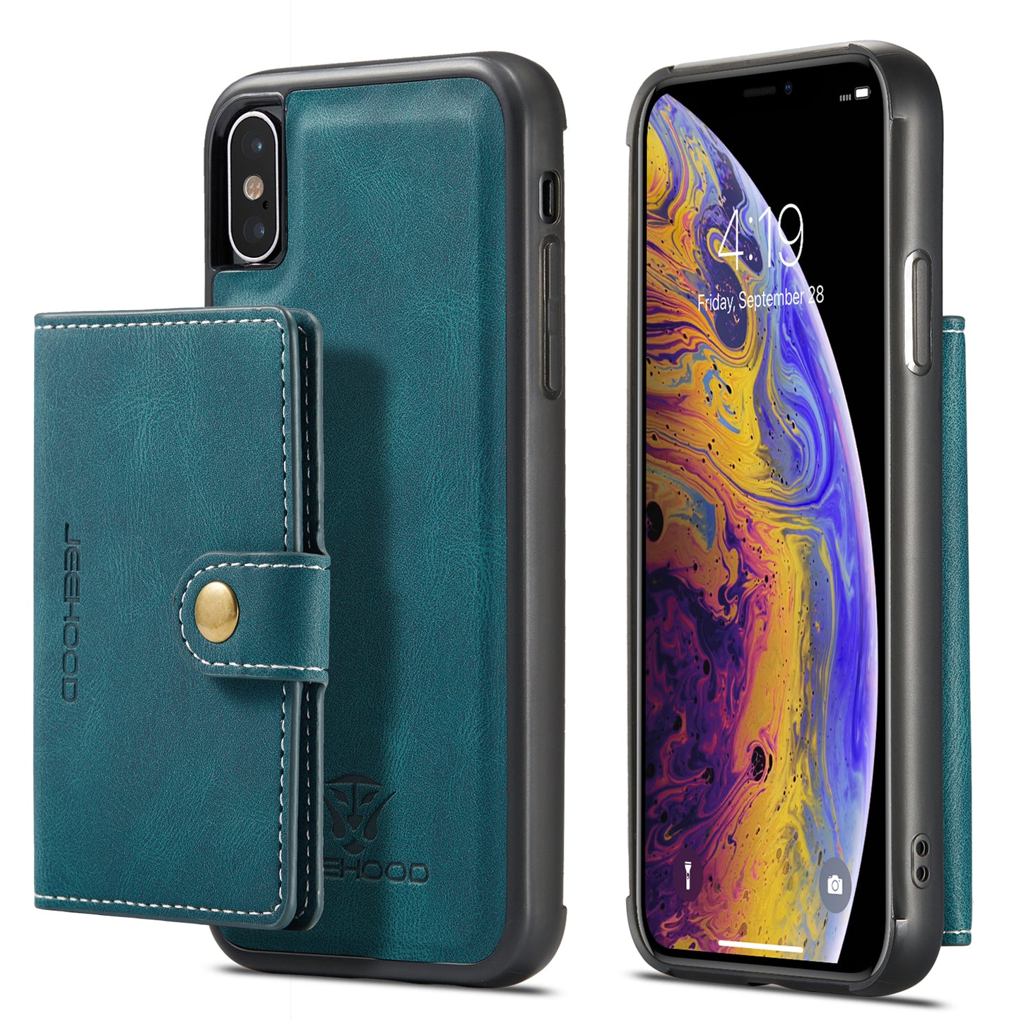 Magnetic Detachable Card Holder iPhone X Case Leather Flip