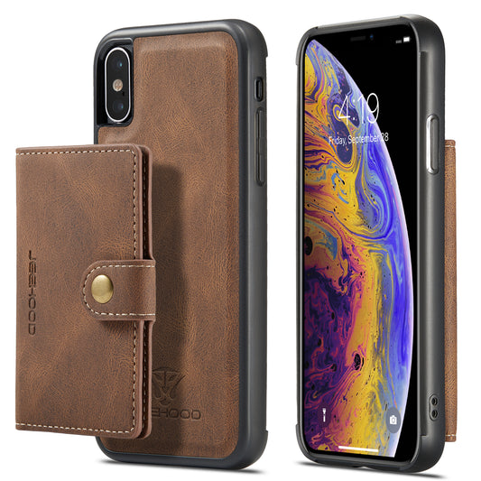 Magnetic Detachable Card Holder iPhone Xs Case Leather Flip