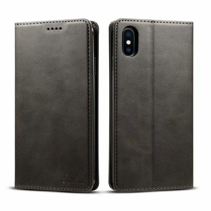 Calfskin Simple Wallet iPhone Xs Max Case RFID Magnetic