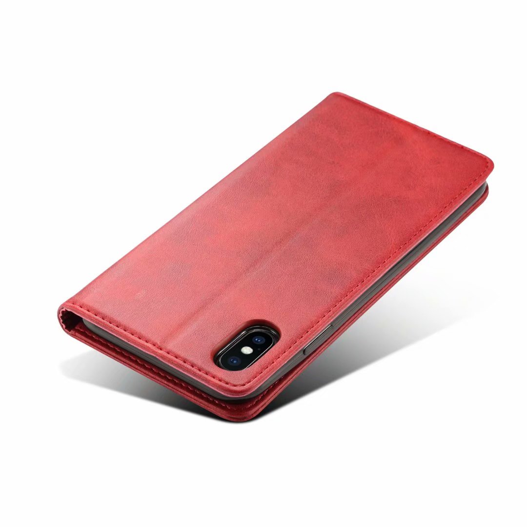 Calfskin Simple Wallet iPhone Xs Max Case RFID Magnetic