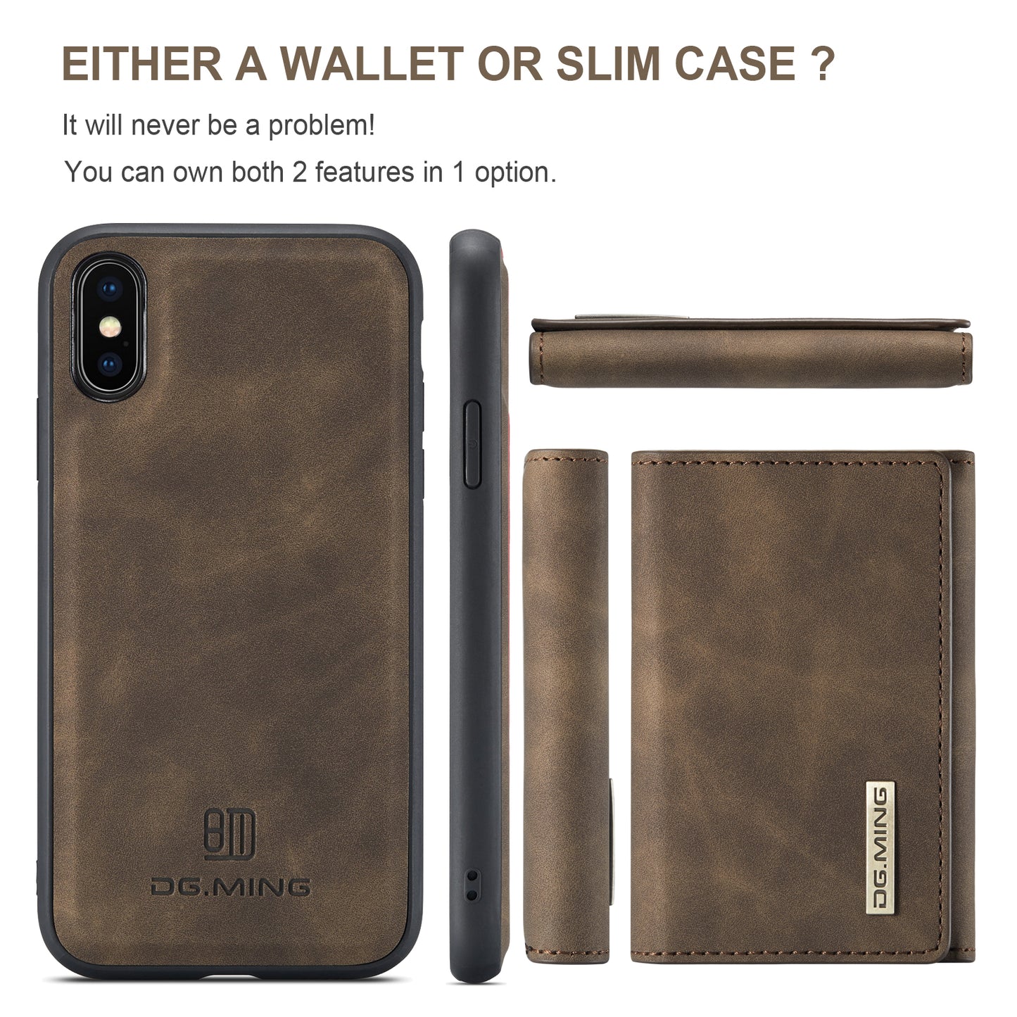 Retro Detachable Fold Wallet iPhone Xs Max Case Magnetic Clip