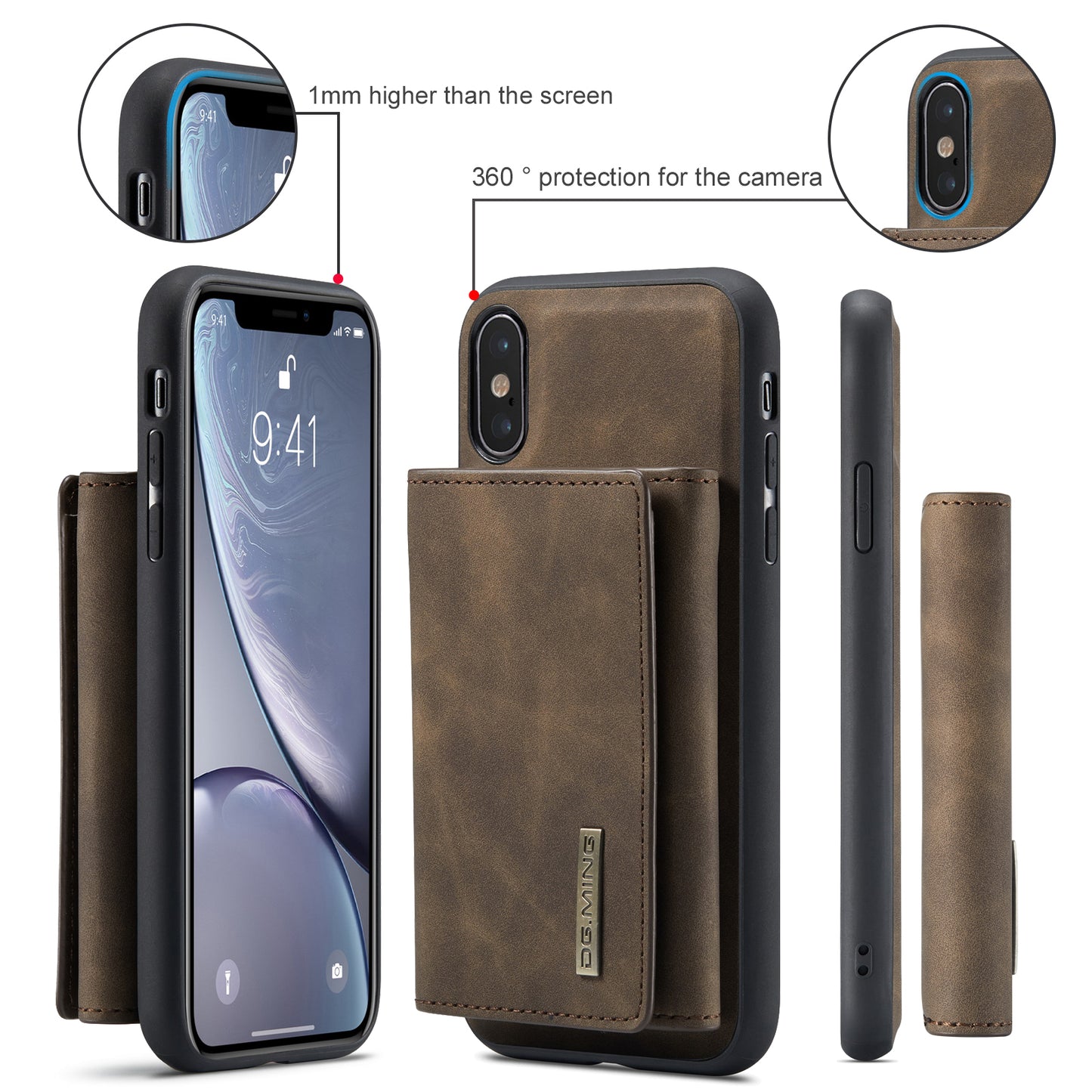 Retro Detachable Fold Wallet iPhone Xs Max Case Magnetic Clip