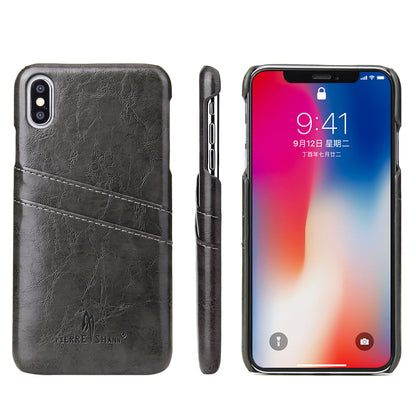 Oil Waxed Leather Card Holder iPhone Xs Max Case Back