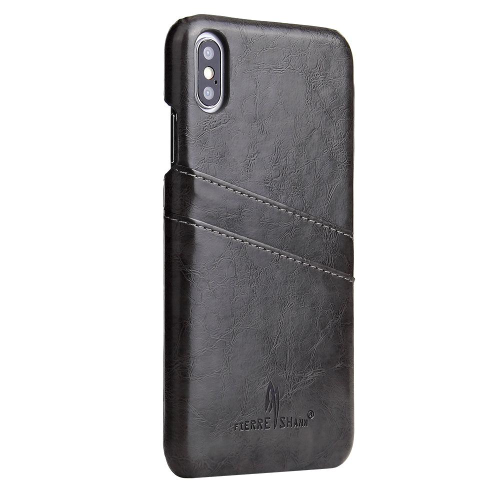 Oil Waxed Leather Card Holder iPhone Xs Max Case Back