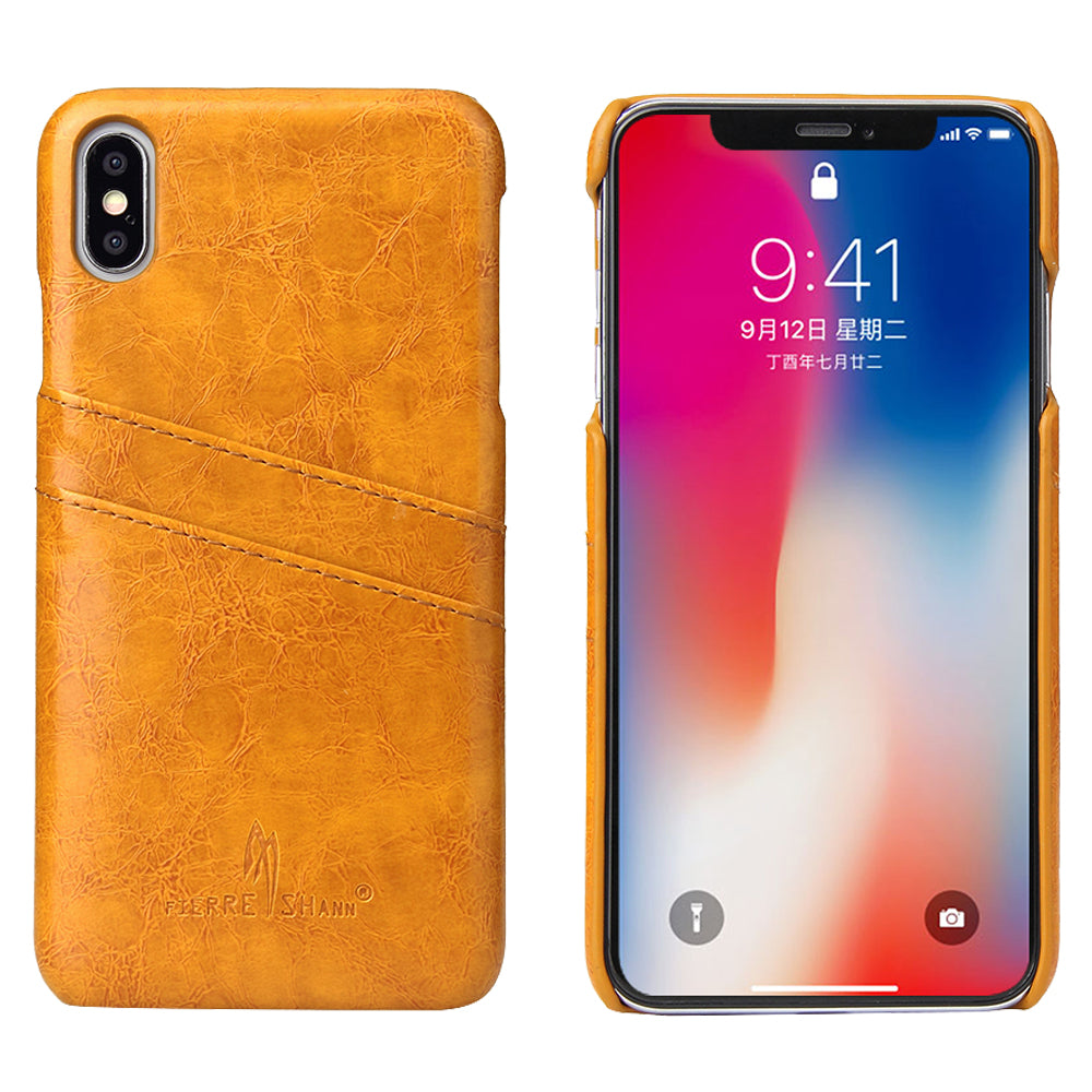 Oil Waxed Leather Card Holder iPhone Xs Max Case Back