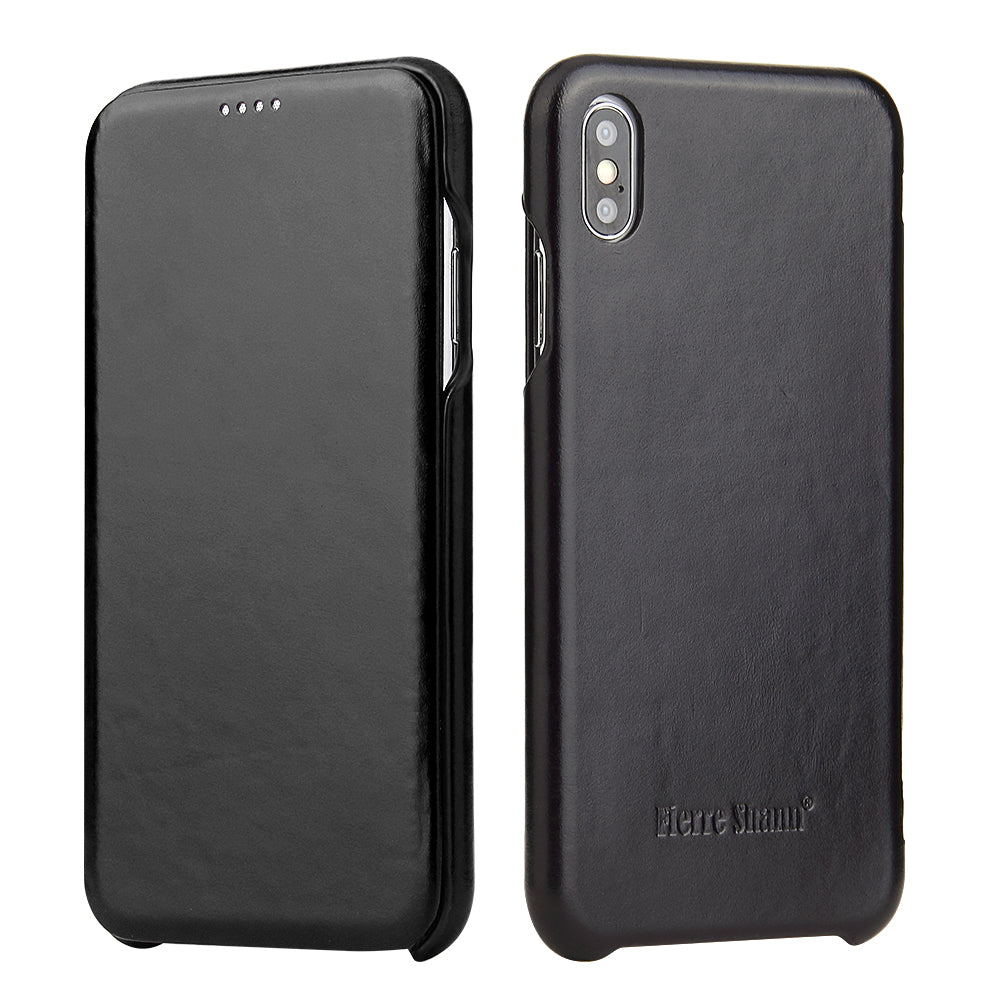 Fixate Real Crow Leather iPhone X Xs Case Flip