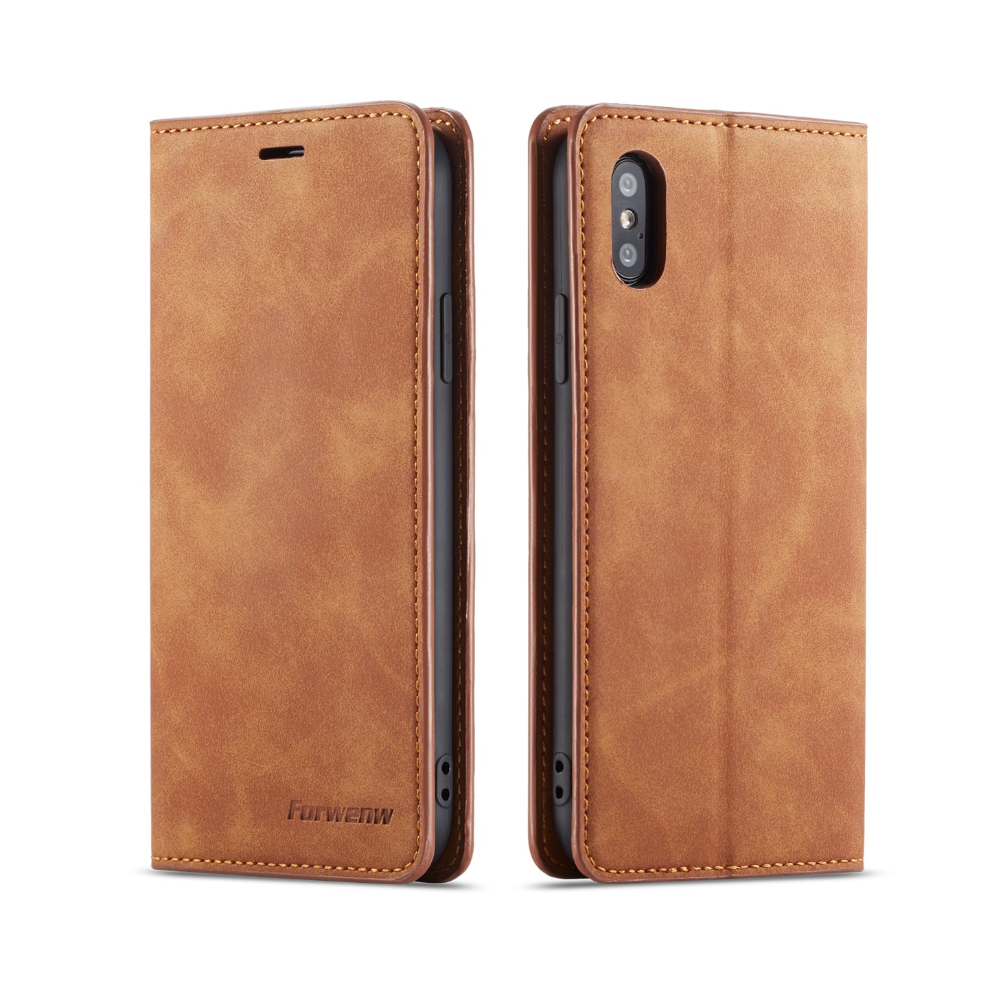 Illusion Slim Retro Leather iPhone X Xs Case Magnetic