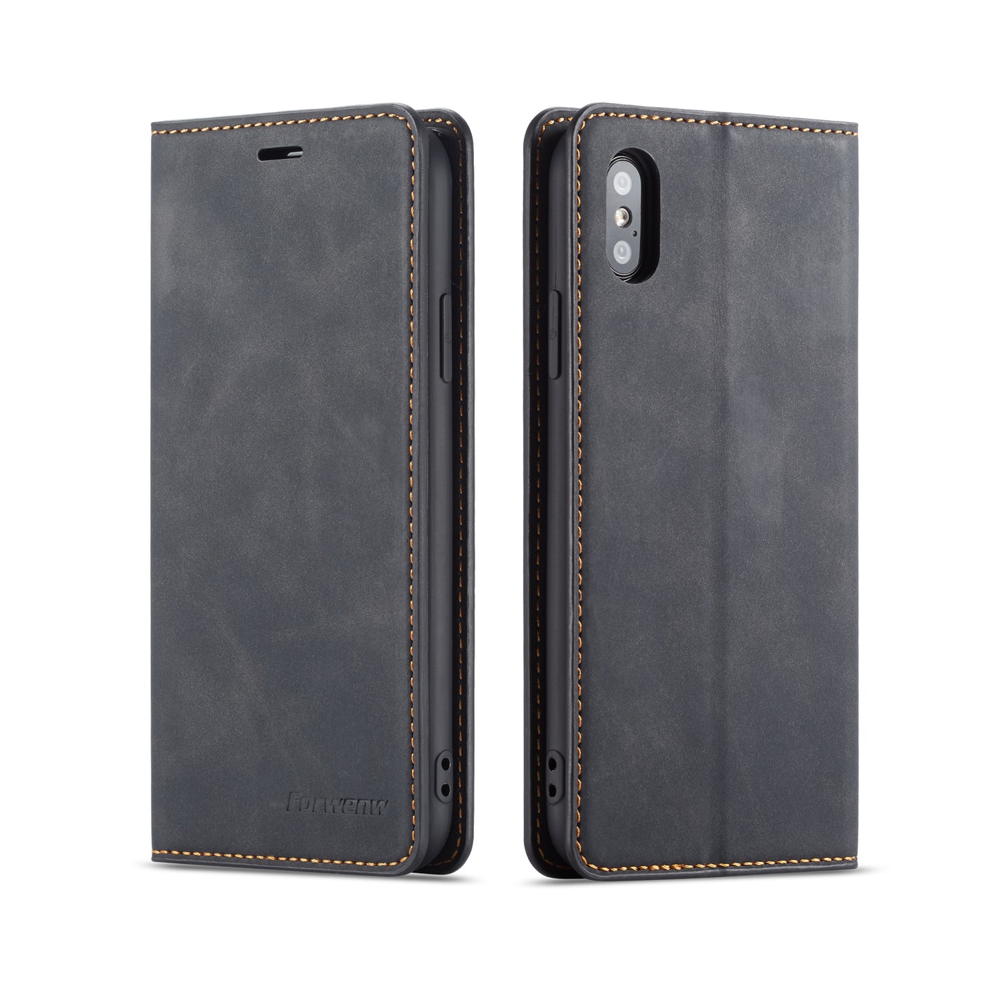 Illusion Slim Retro Leather iPhone X Xs Case Magnetic