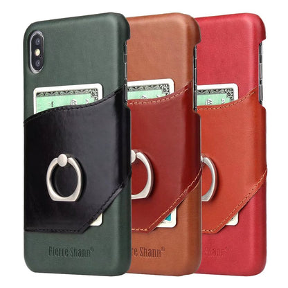 Knight Crow Genuine Leather iPhone Xs Max Case Ring Holder