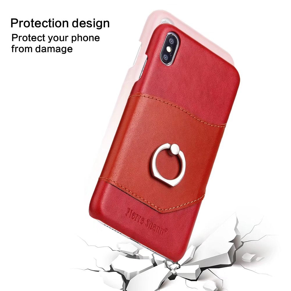 Knight Crow Genuine Leather iPhone Xs Max Case Ring Holder