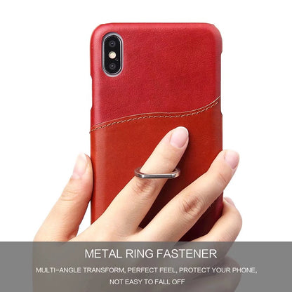 Knight Crow Genuine Leather iPhone Xs Max Case Ring Holder