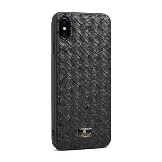 Men's Ironware Symbol Leather iPhone X Xs Case Back