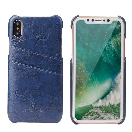 Oil Waxed Leather Card Holder iPhone X Xs Case Back