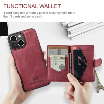 Magnetic Detachable Card Holder iPhone 16 Case Leather Flip