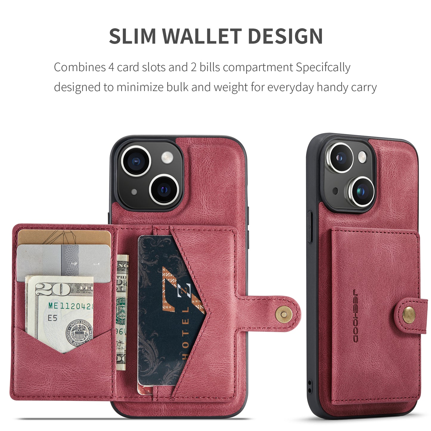 Magnetic Detachable Card Holder iPhone 16 Case Leather Flip