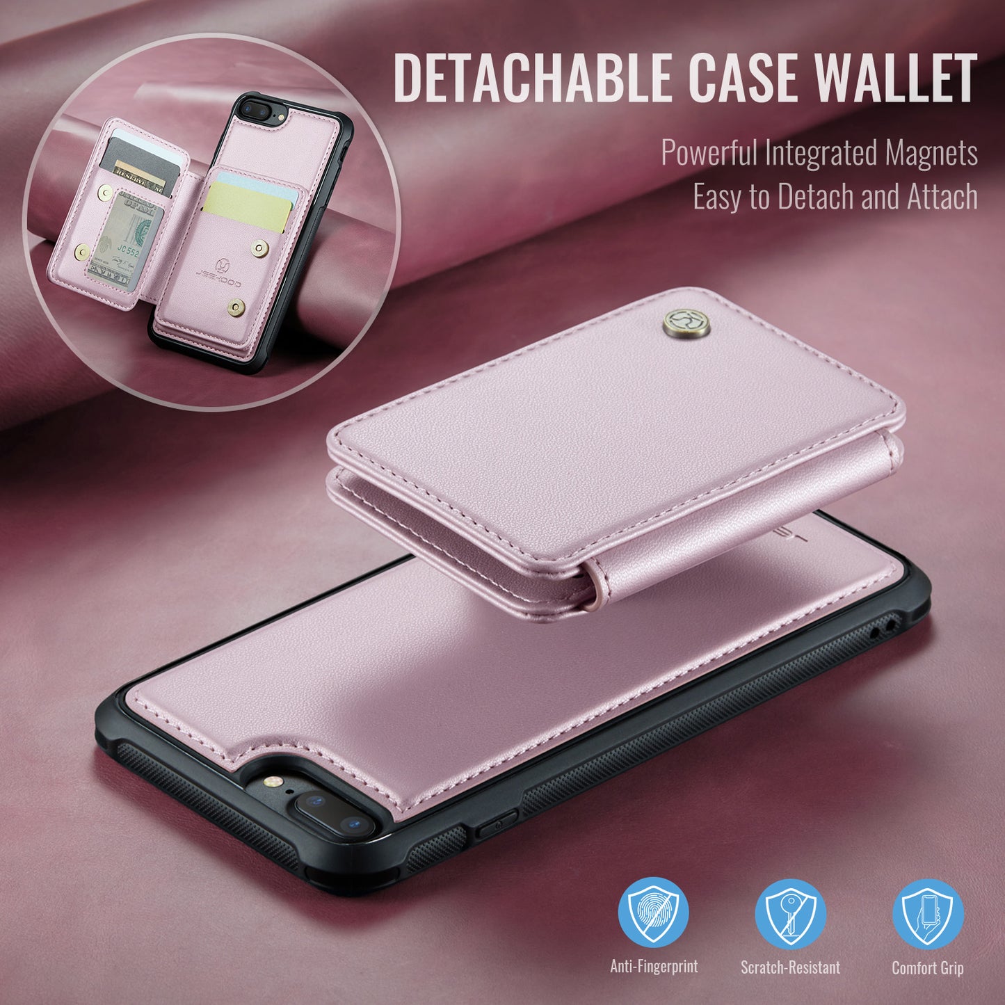 JEEHOOD Magnetic Clasp Book Card Holder iPhone 7 Plus Case