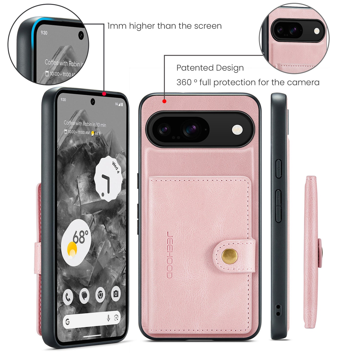 Magnetic Detachable Card Holder Google Pixel 9 Pro Case Leather Flip