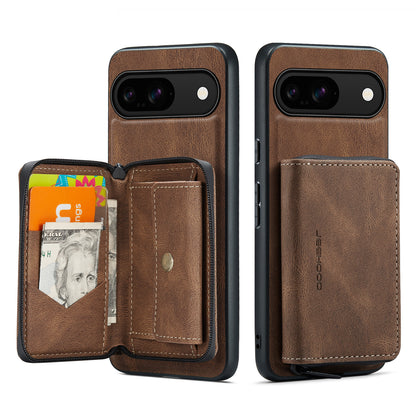 Magnetic Removable Zipper Wallet Google Pixel 9 Case Leather Back