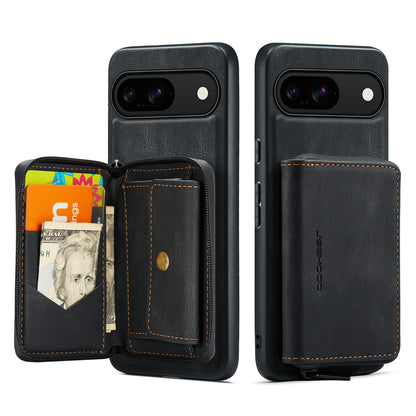 Magnetic Removable Zipper Wallet Google Pixel 9 Case Leather Back