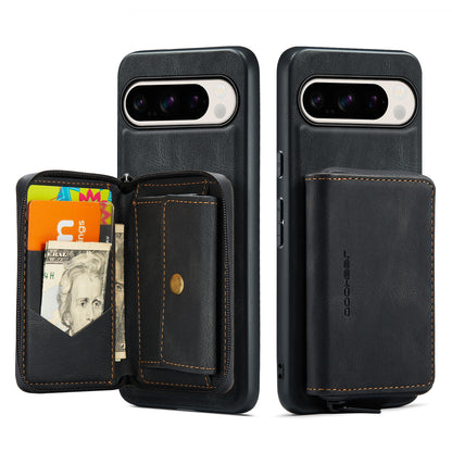 Magnetic Removable Zipper Wallet Google Pixel 9 Pro XL Case Leather Back