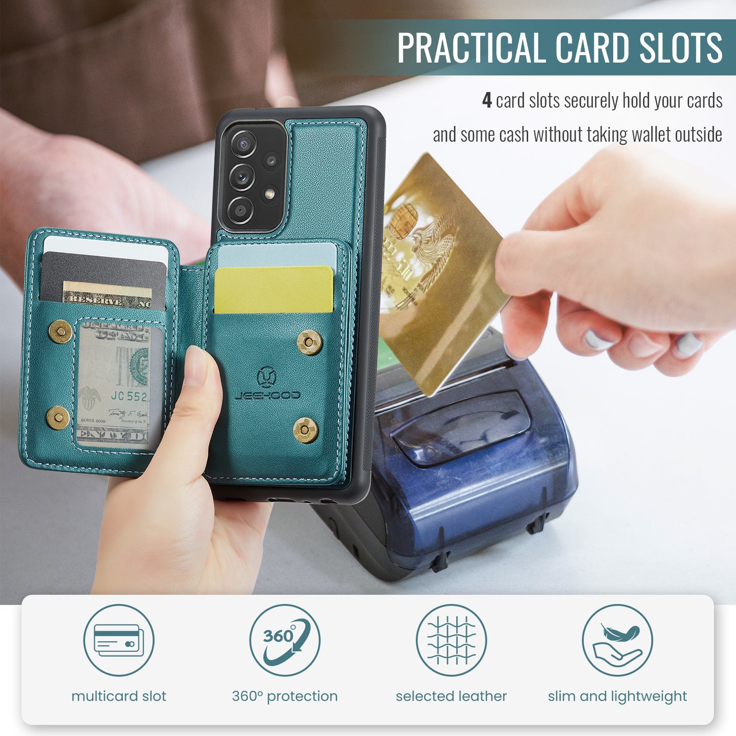 Magnetic Card Holder Galaxy A23 Case Detachable RFID Blocking