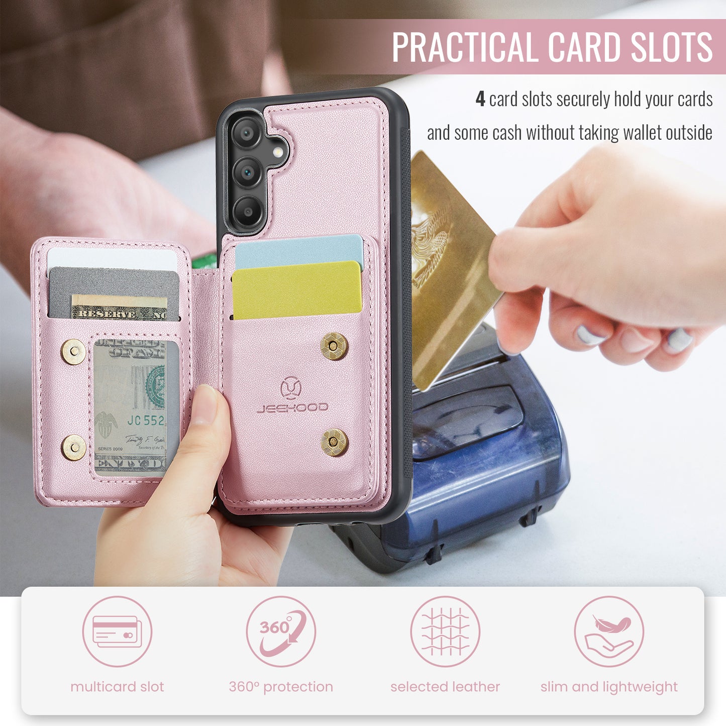 Magnetic Card Holder Galaxy A15 Case Detachable RFID Blocking