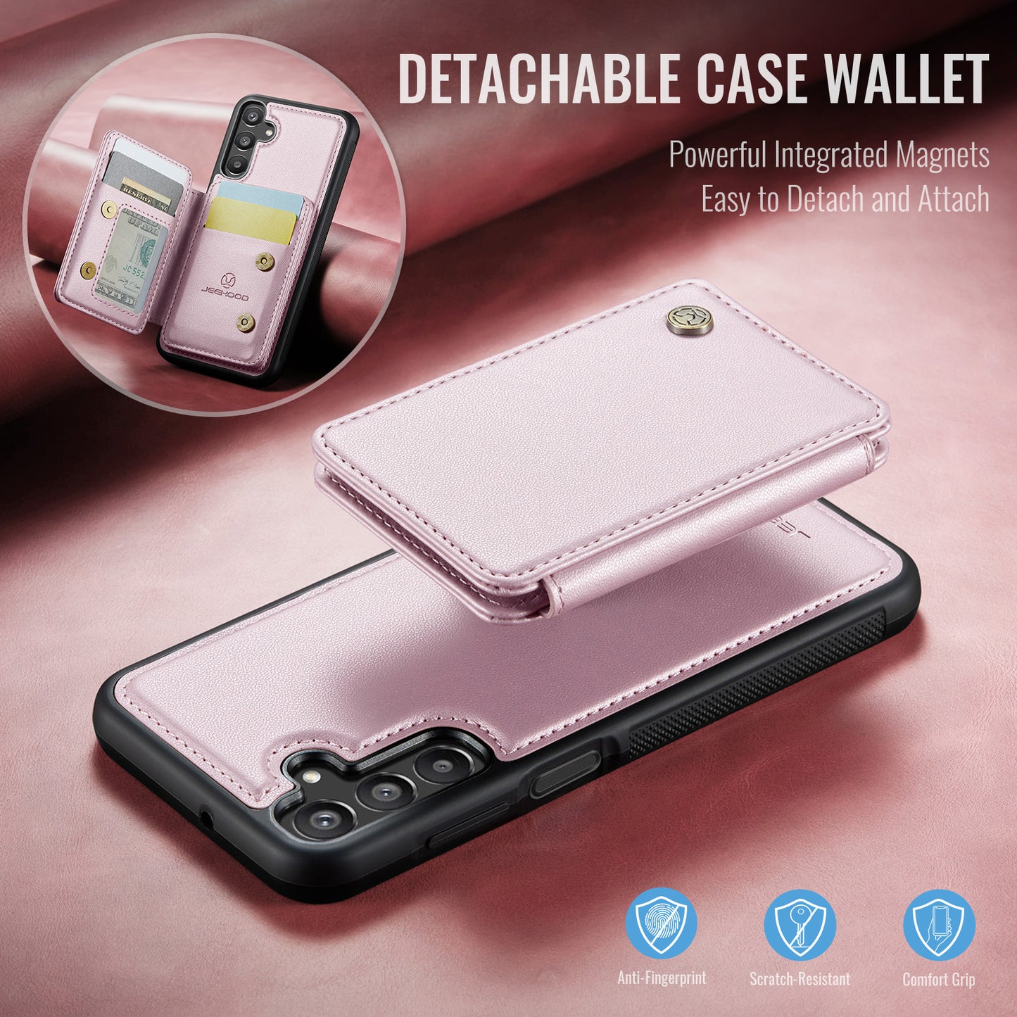 Magnetic Card Holder Galaxy A15 Case Detachable RFID Blocking