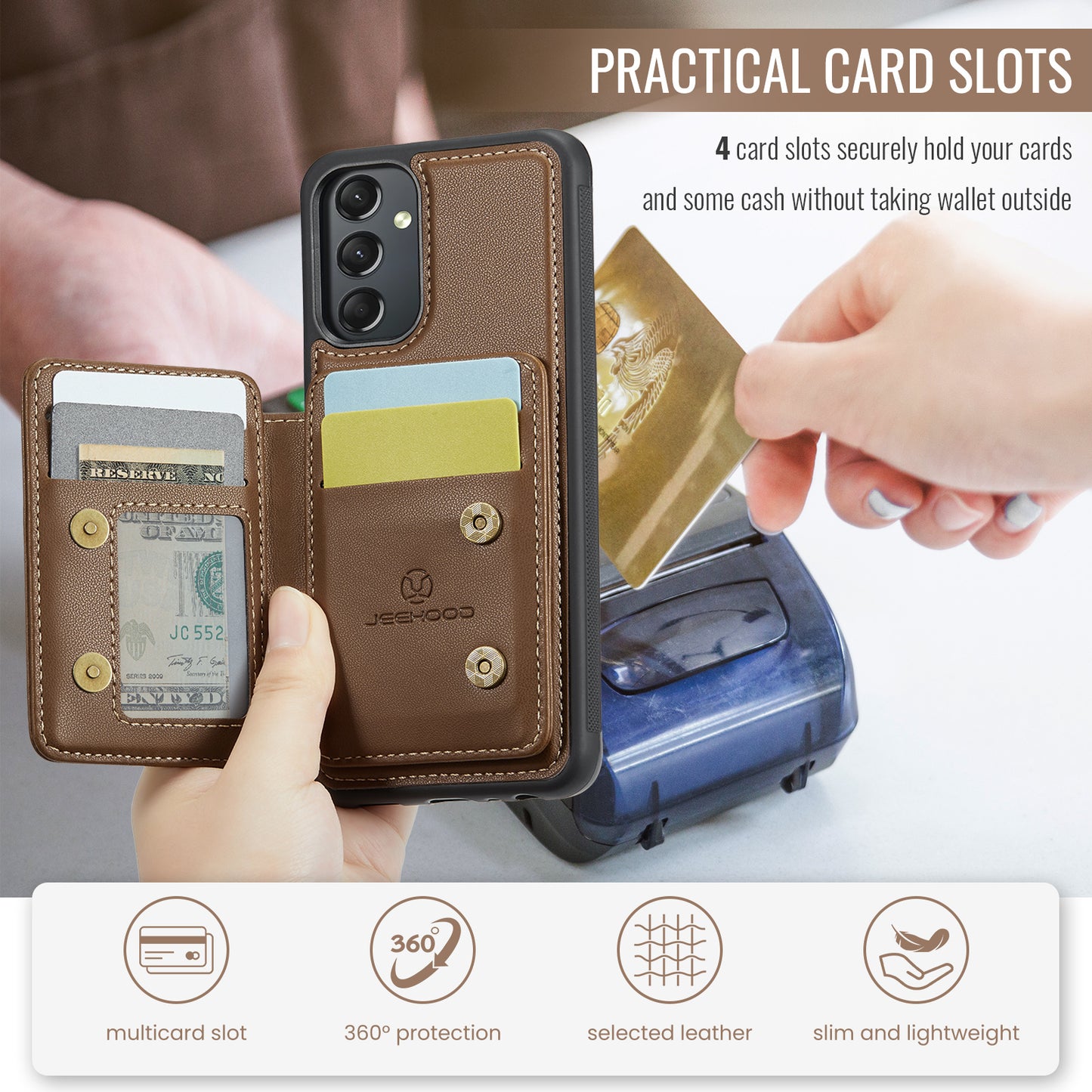 Magnetic Card Holder Galaxy A24 Case Detachable RFID Blocking