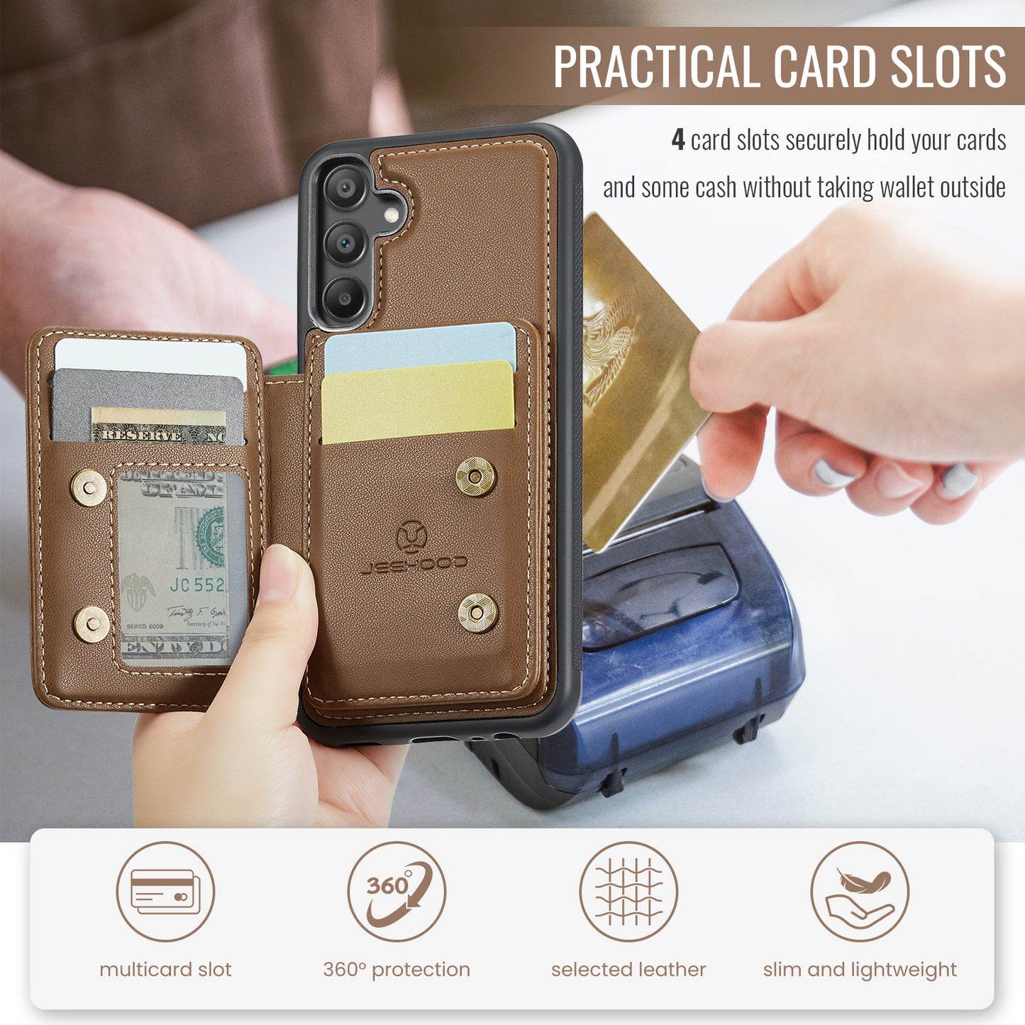 Magnetic Card Holder Galaxy A35 Case Detachable RFID Blocking