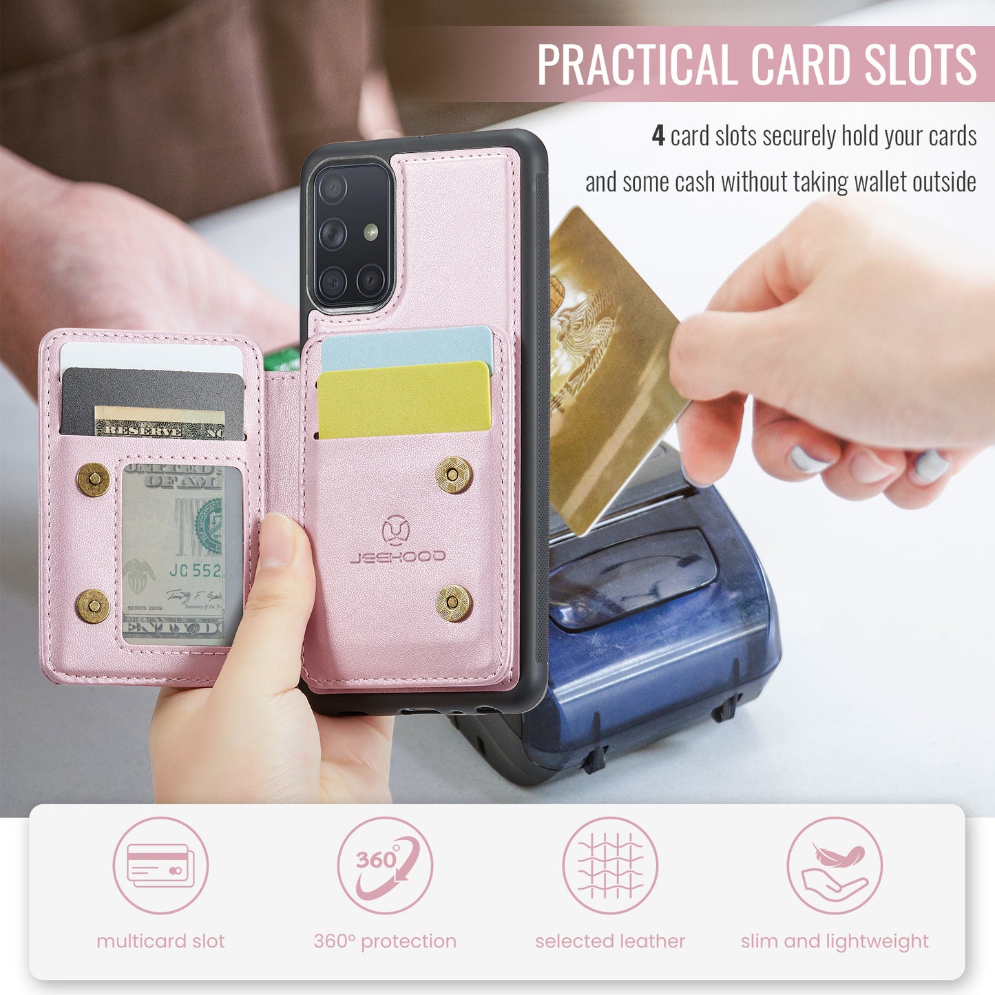 Magnetic Card Holder Galaxy A51 Case Detachable RFID Blocking